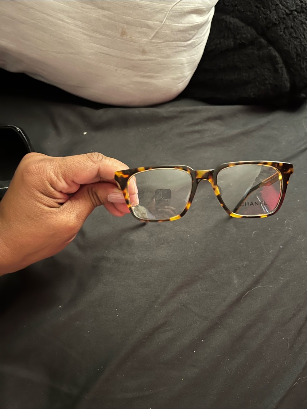 CHANEL Tortoiseshell Square Glasses in Brown and Amber Tones